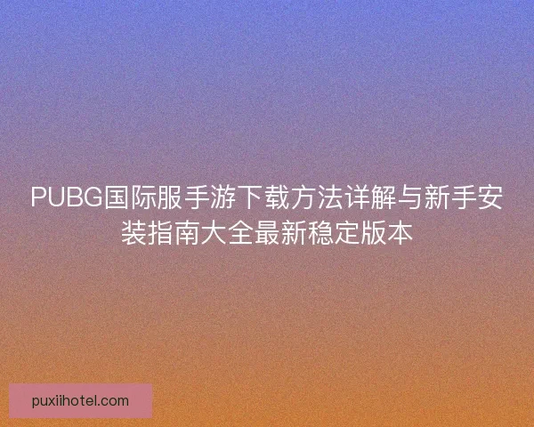 PUBG国际服手游下载方法详解与新手安装指南大全最新稳定版本
